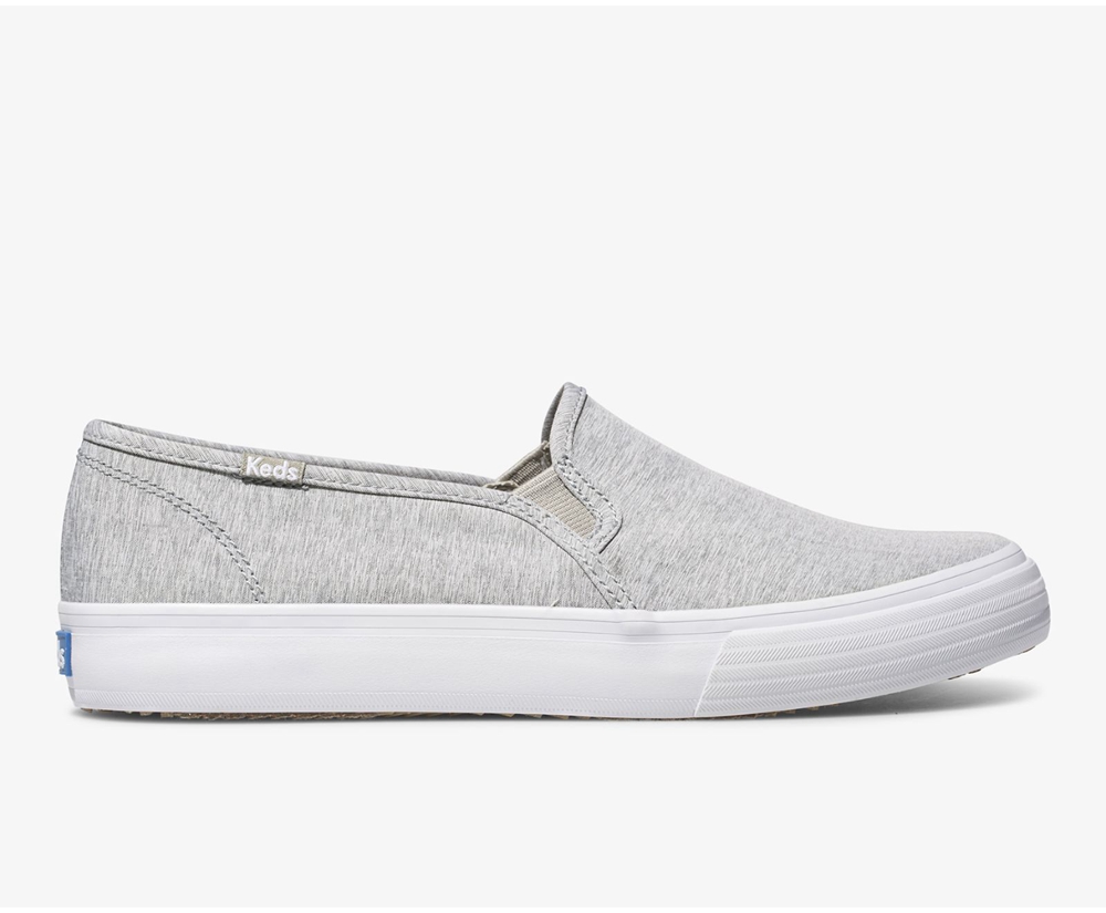 Keds Womens Slip Ons Grey - Double Decker Heathered Woven - 975YRIQAG